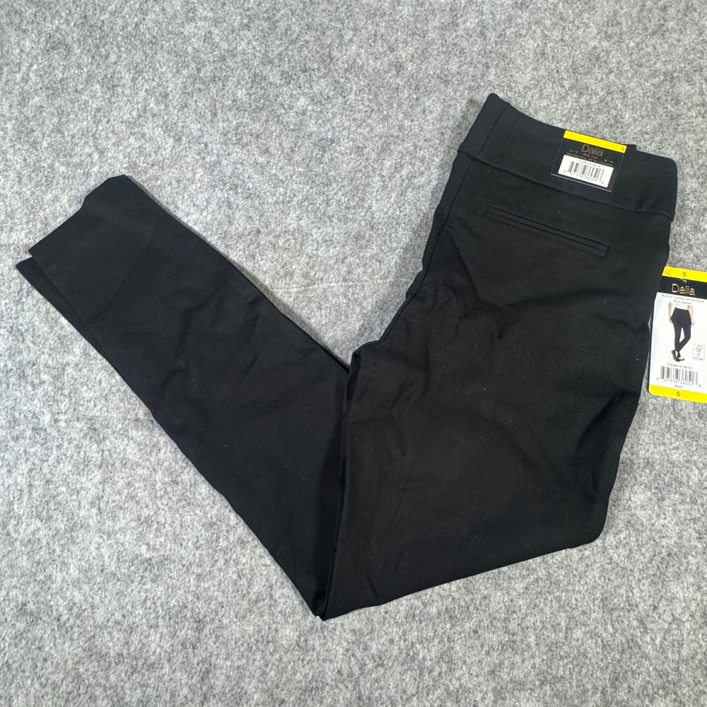 Dalia Womens Black Mid Rise Narrow Leg Tummy Control Pull On Pants Size Small